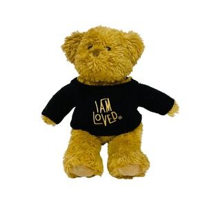 Helzberg diamonds teddy bear plush I am loved black embroidered sweater 1998